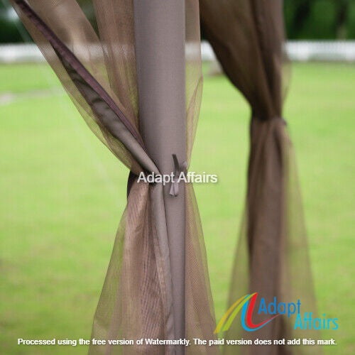13 x 13 feet Hexagonal Pop Up Garden Gazebo with Mosquito Netting, Outdoor Canopy tent for Patio Garden (Khaki / Brown)
