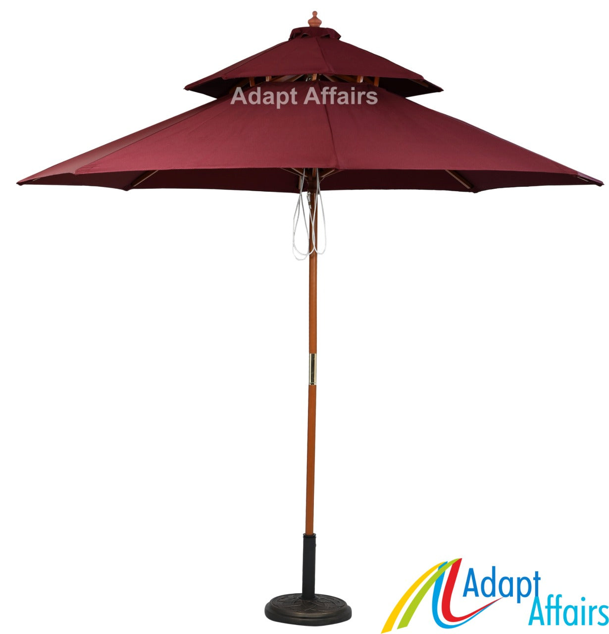 Double Deck Wooden Center Pole Umbrella