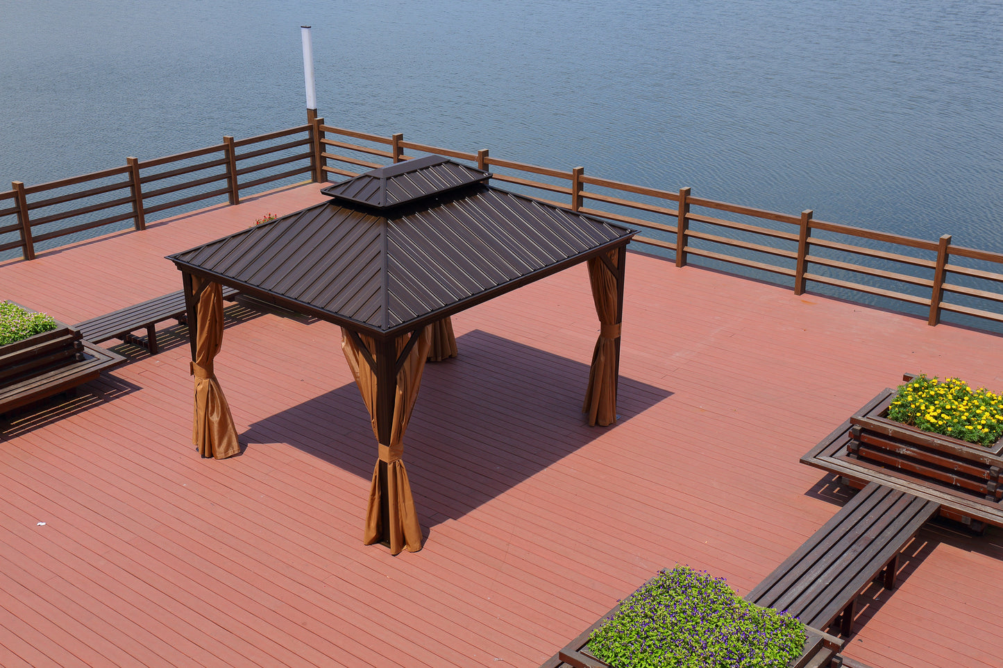 12×20 ft Premium All-Weather Gazebo – Double Roof with Mosquito Net & Curtain