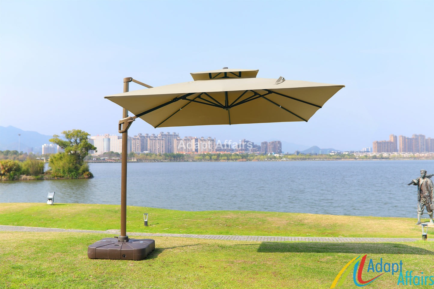 360 Degree Rotating Side Pole Square Umbrella with Water Base