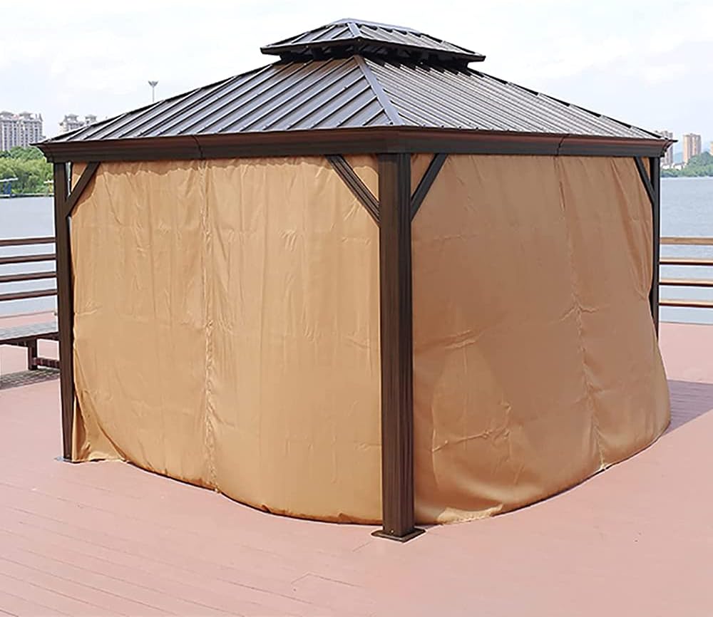 12×10 Premium All-Weather Gazebo – Double Roof with Mosquito Net & Curtains