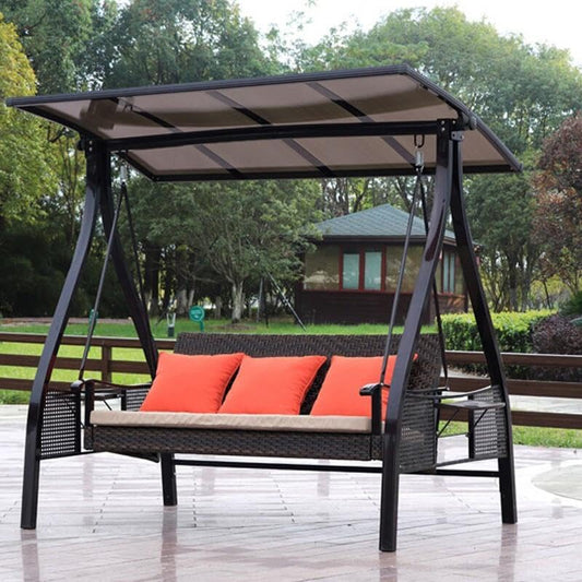 Wicker 3 seater luxury swing