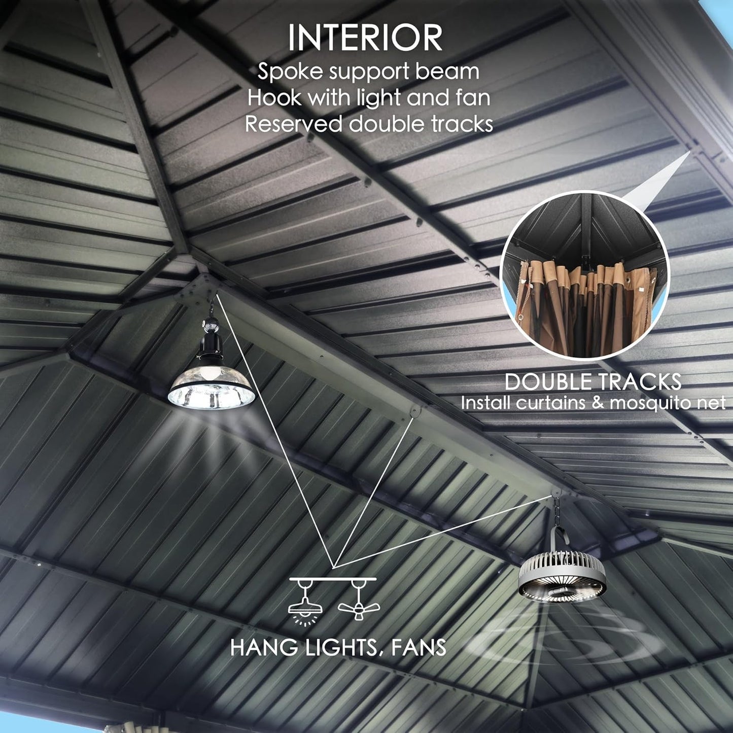 12×20 ft Premium All-Weather Gazebo – Double Roof with Mosquito Net & Curtain