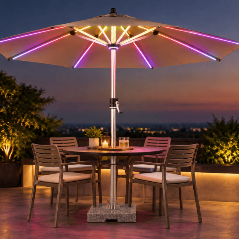 7 Color LED Double Deck Aluminium Centre Pole + 40 Kgs Granite Base