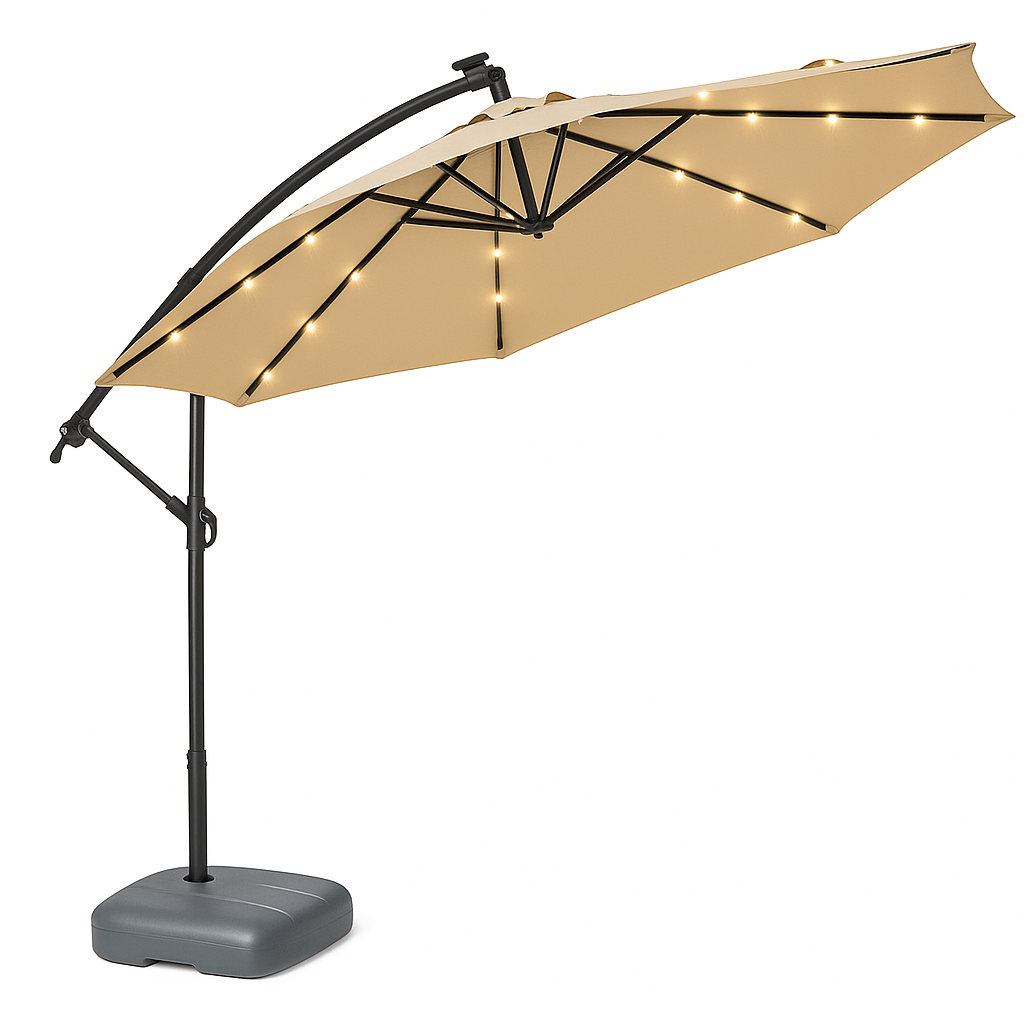 LED Side Pole Umbrella with Water Base ( 65 liters Capacity)