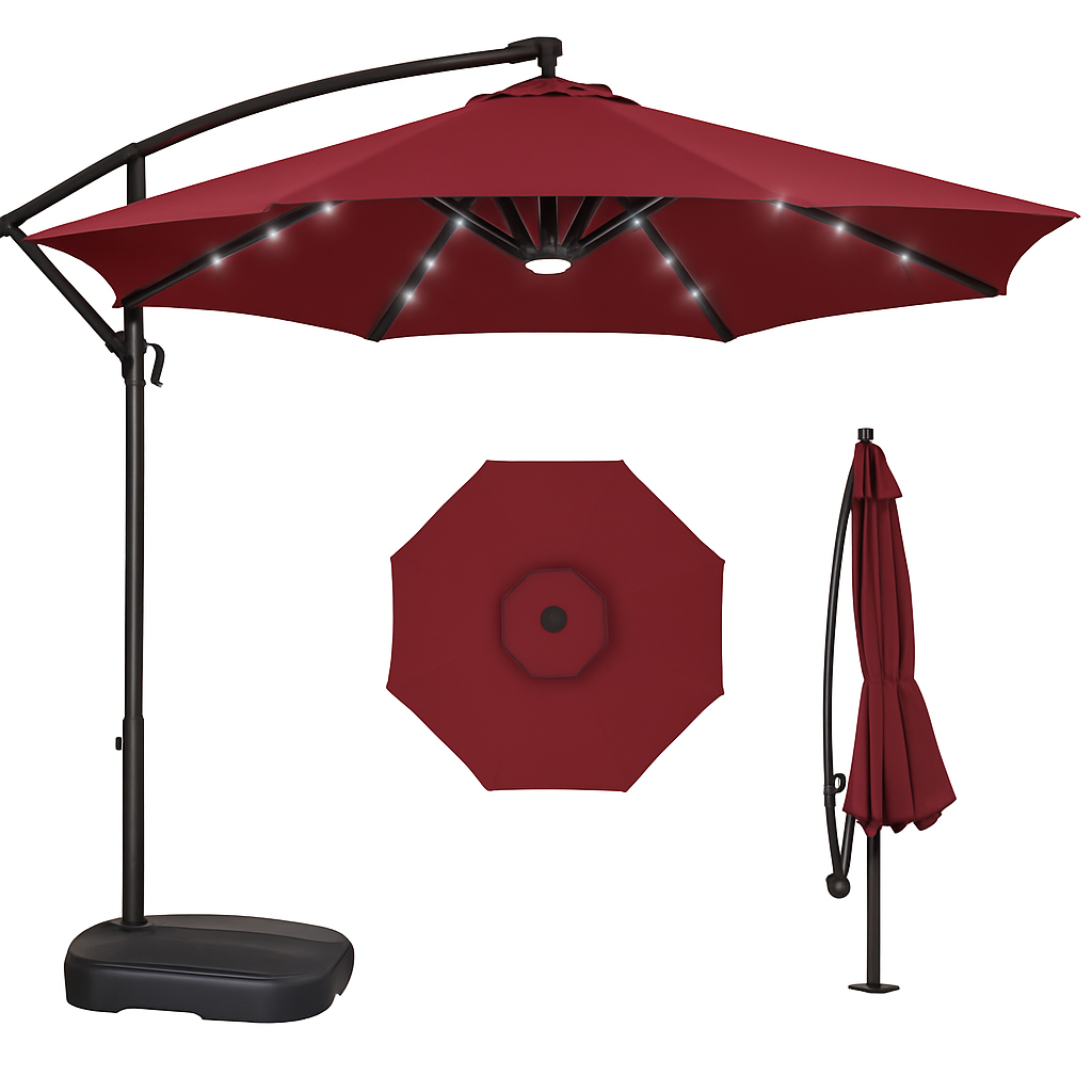 LED Side Pole Umbrella with Water Base ( 65 liters Capacity)