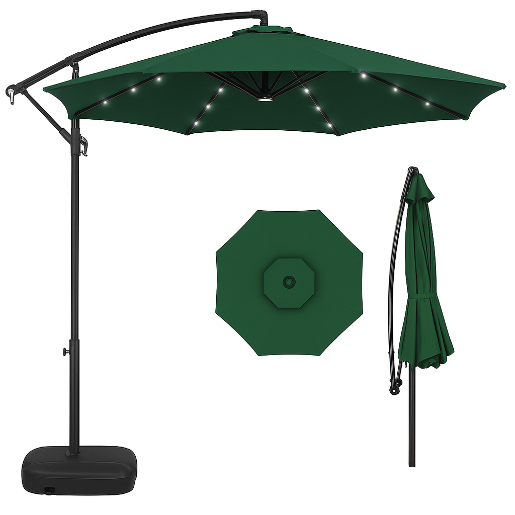 LED Side Pole Umbrella with Water Base ( 65 liters Capacity)