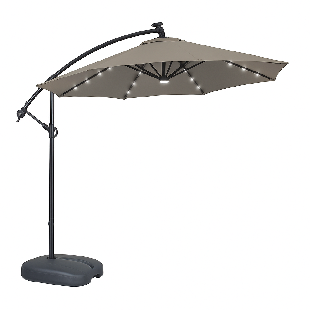 LED Side Pole Umbrella with Water Base ( 65 liters Capacity)