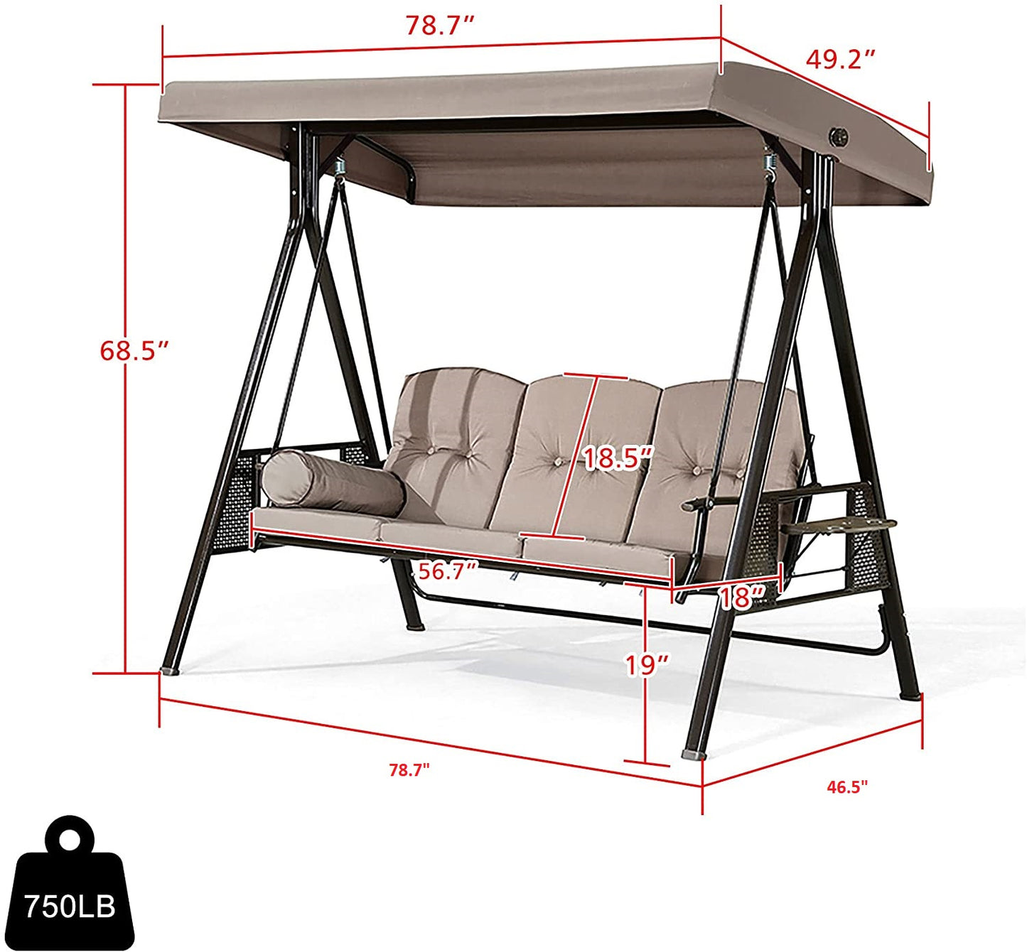 Luxury 3 Seater Garden Swing