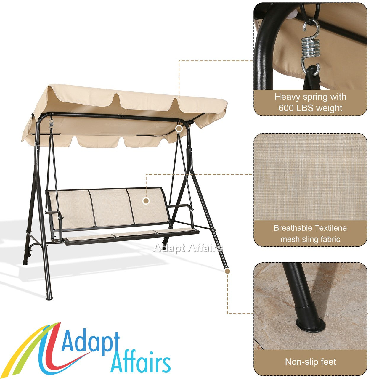 Textilene Garden Swing- 2 Seater
