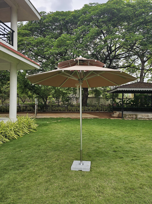 Heavy Duty Double Deck Aluminium Centre Pole Umbrella + 40 kgs Granite Base